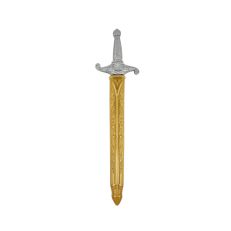 Plastic children's silver sword in golden sheath