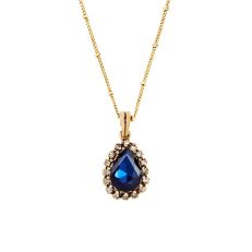 Blue teardrop antique pendant necklace