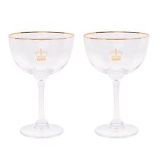 Crown Gold Rim Champagne Saucers, Set of 2 