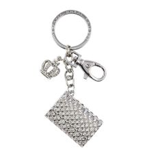 Clutch Bag crystal key ring silver