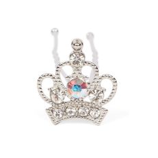 Silver crown hairpin with crystals