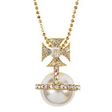 Pearl and crystal orb pendant necklace