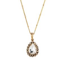 Crystal teardrop antique pendant necklace