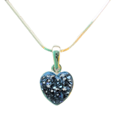 Dinky silver plated dark blue crystal heart pendant necklace 