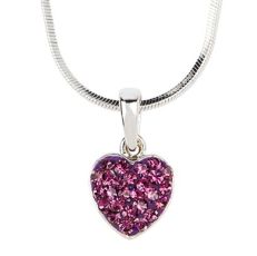 Dinky silver plated light purple crystal heart pendant necklace 