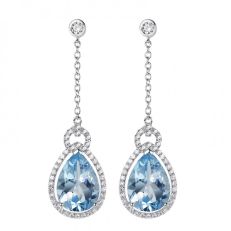 H.Azeem Blue topaz pear drop earrings