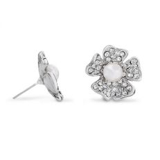 Butler And Wilson Wildflower crystal and pearl stud earrings