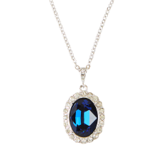 Faux Sapphire Pendant Inspired By Diana, Princess of Wales Style
