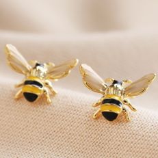 Gold plated bee stud earrings