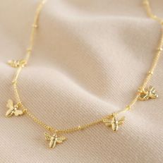 14ct gold plated tiny bee charm necklace