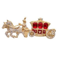 Gold plated crystal carriage brooch