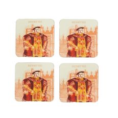 Illustrated Henry VIII at Hampton Court Palace set of 4 coasters opened set