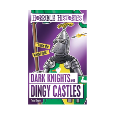 Green and purple book cover with cartoon medieval knight 