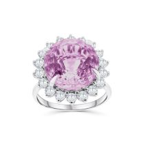 Hyperion sterling silver Rose de France amethyst and white sapphire ring