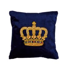 King Charles III Coronation Blue Velvet Crown Cushion