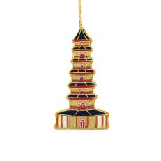 Kew gardens pagoda luxury embroidered hanging decoration