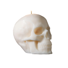 Large ivory wax candle in the shape of a skull