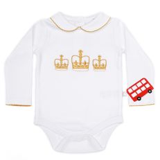 Little London crown embroidered cotton children's bodysuit