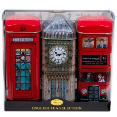 London Bus, Big Ben, Telephone Box Tea Tin Gift Set 