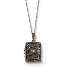 marcasite and amethyst book locket