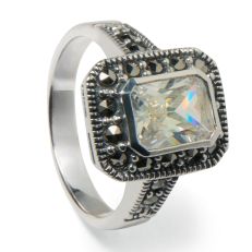 Marcasite swarovski crystal cocktail ring