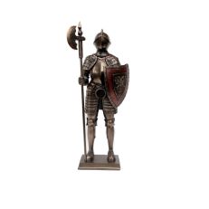 Medieval Knight with Eagle Shield - A knight in armour holding a halberd and shield with an eagle coat of arms on it .