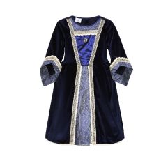 Medieval style blue velvet with silver embroidery children's dress up costume