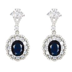 Oval sapphire and crystal drop stud earrings