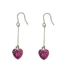 Dinky light purple crystal heart drop earrings