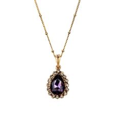 Purple teardrop antique pendant necklace