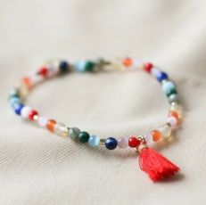 Rainbow semi-precious stone beads bracelet