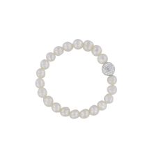 Real pearl sparkling crystal ball stacking bracelet 