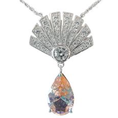 Sterling silver crystal morganite fan drop pendant 