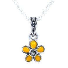 Superbloom Kaleidoscope Sterling Silver and Yellow Enamel Flower Pendant