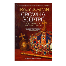 Burgundy book cover with golden crown jewels including crown, orb and sceptre 
