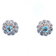 9ct gold blue topaz and diamond earrings