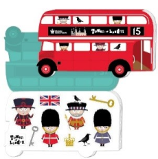 Tower Icons bus shaped notebook with stickers