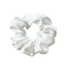 White Silk Scrunchie - A white coloured hair scrunchie made of pure silk.