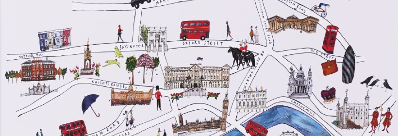 Illustrated London map print by Katie Cardew
