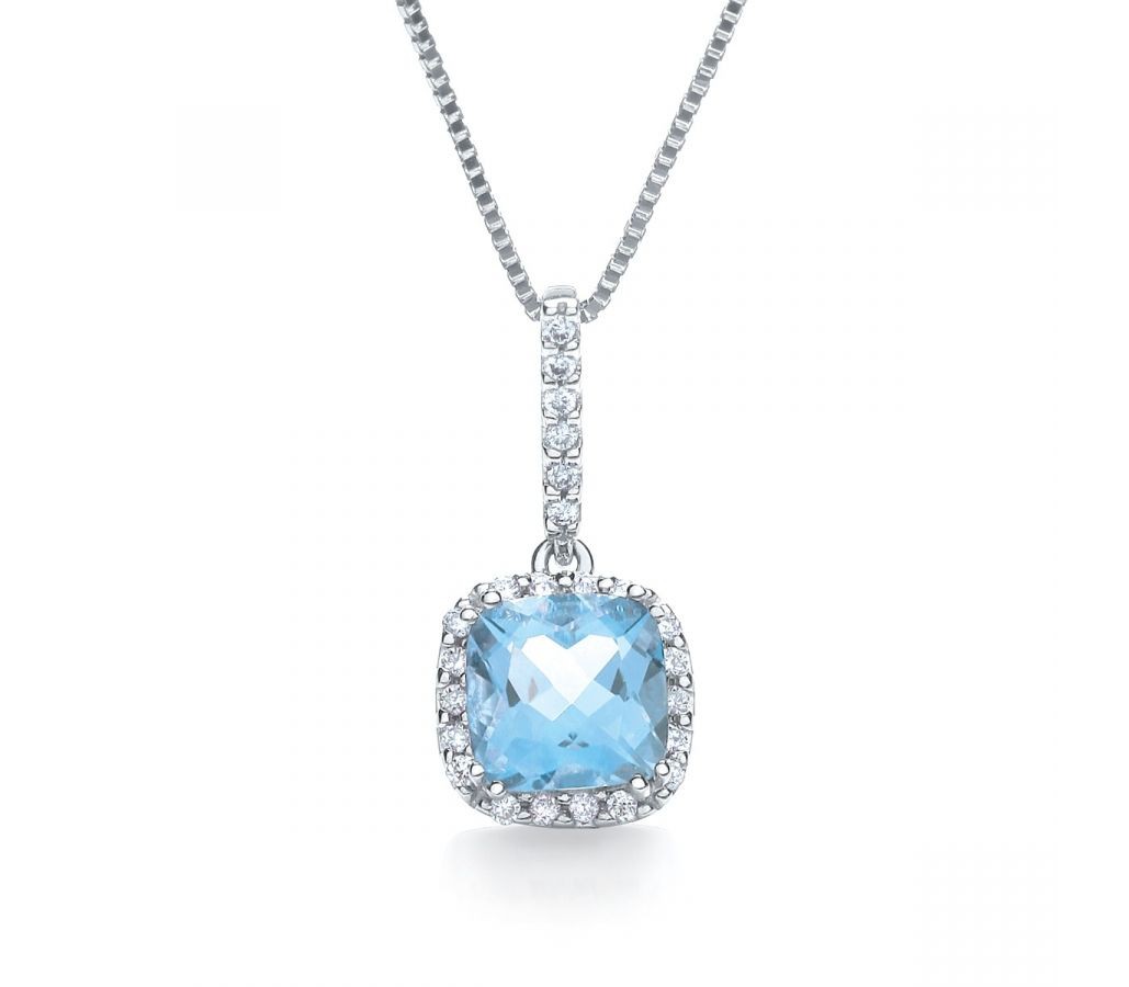 Blue topaz & diamond pendant