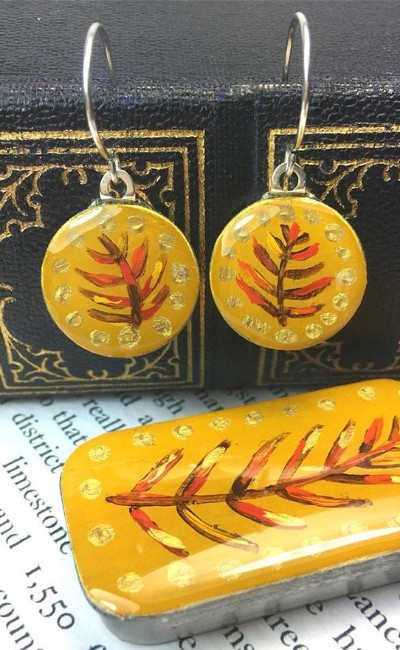 Enamelled sixpence earrings in tiny tin