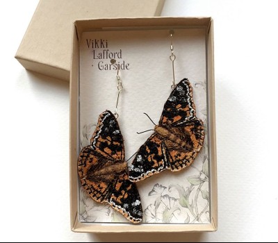 Embroidered butterfly earrings